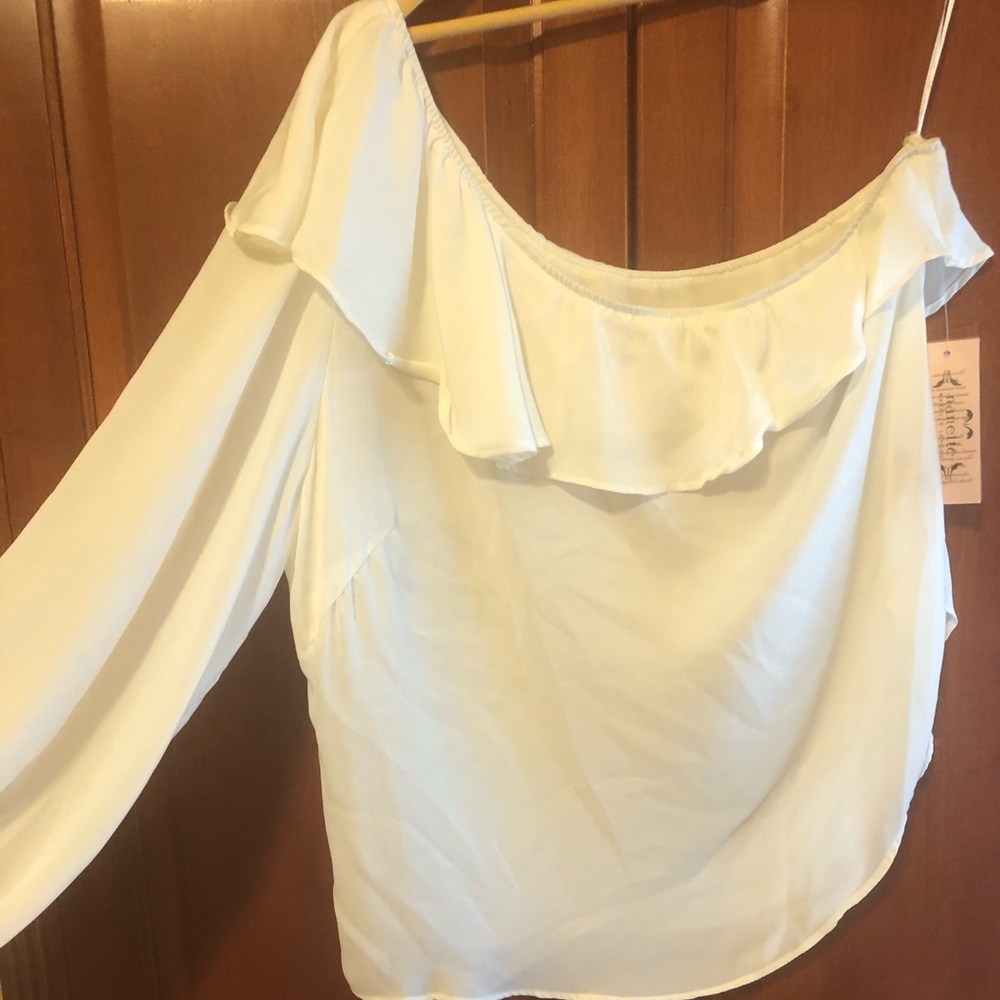 Nanette Cream One Shoulder Blouse Size Small NWT